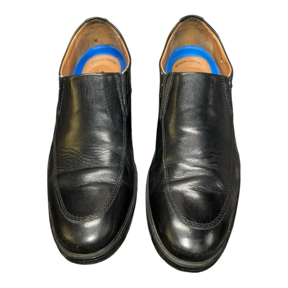 Clarks Collection Extreme Comfort Shoes Men Sz 10M Black Leather Slip On Loafers - Picture 5 of 8